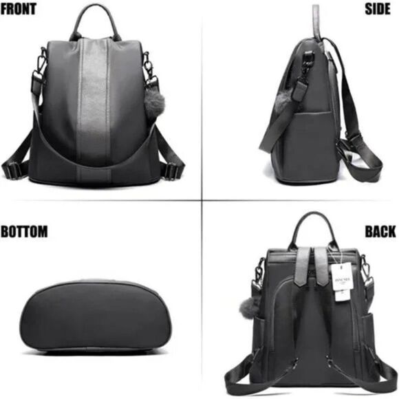 Women Backpack Purse Waterproof Nylon Anti-theft Lightweight Shoulder Bag - Picture 5 of 13